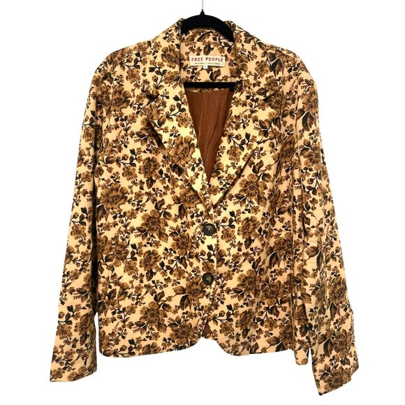 Free People Floral Print Blazer Jacket Boxy Medium New - Picture 3 of 8